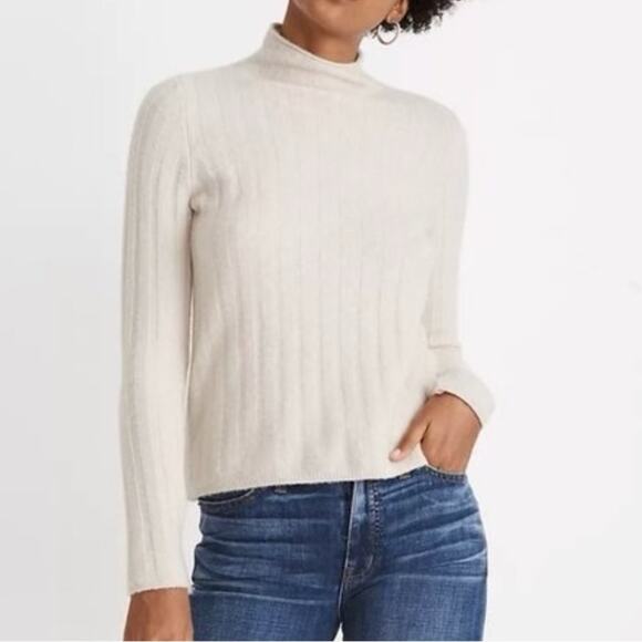 madewell size medium mock neck cream woman's sweater - Picture 8 of 8
